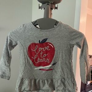 Carter's Gray Long Sleeve with Red Apple Design